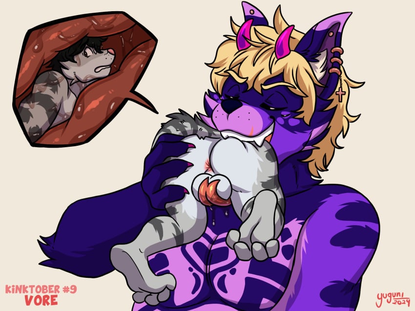 anal ass balls demon feline furaffinity furry furry_only kinktober_2024 nsfw predator/prey saliva smile teeth teeth_showing tongue tongue_around_balls tongue_on_balls vore voretober xray