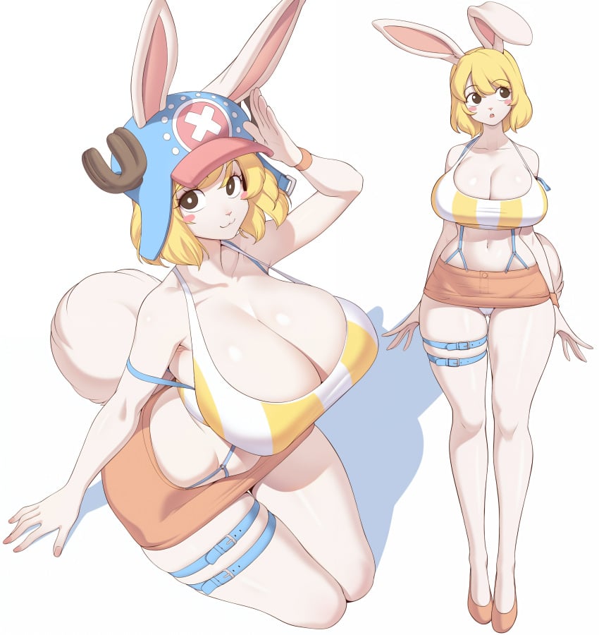 1girls 2023 2023s :3 absurd_res anthro armpits belly_button biped blonde_hair blonde_hair blonde_hair_female blood blush breasts brown_eyes carrot_(one_piece) cervina7_(artist) cheek_spots cleavage closed_mouth clothing commentary cosplay female female female_focus female_only fur furry furry_female hair hat headgear headwear highres lagomorph leporid looking_at_viewer mammal navel one_piece orange_skirt rabbit rabbit_ears rabbit_girl rabbit_tail shadow short_hair simple_background skirt smiling smiling_at_viewer solo solo_female solo_focus tail thick_thighs thigh_strap thighs tony_tony_chopper_(cosplay) white_background white_body white_fur wide_hips