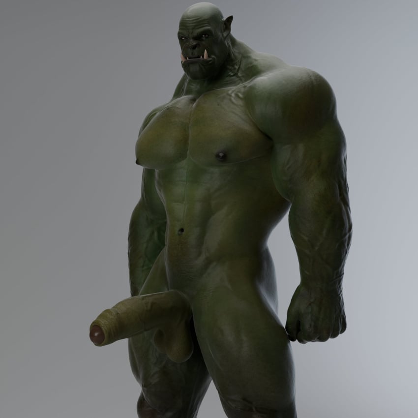 1boy bald balls bara barazoku big_balls big_penis completely_naked completely_naked_male completely_nude completely_nude_male green_body green_skin male male_only muscular muscular_male naked naked_male nude nude_male orc penis solo solo_male tusks voluox