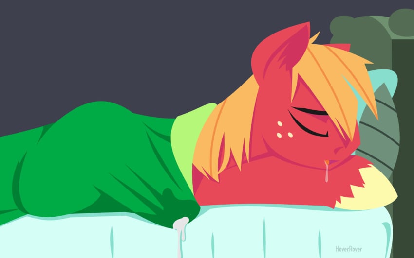 big_macintosh_(mlp) blonde_hair closed_eyes cum drooling earth_pony equine erection feral freckles friendship_is_magic fur hair hooves hoverrover male male_only mammal my_little_pony penis pony saliva sleeping solo wet_dream