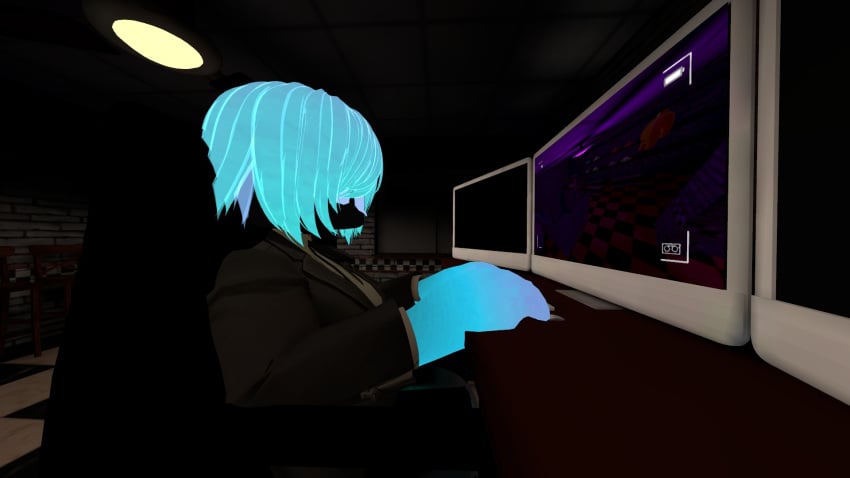 3d 3d_(artwork) enderman enderwoman fredina's_nightclub job looking_at_camera minecraft nightclub security_guard tagme vrchat