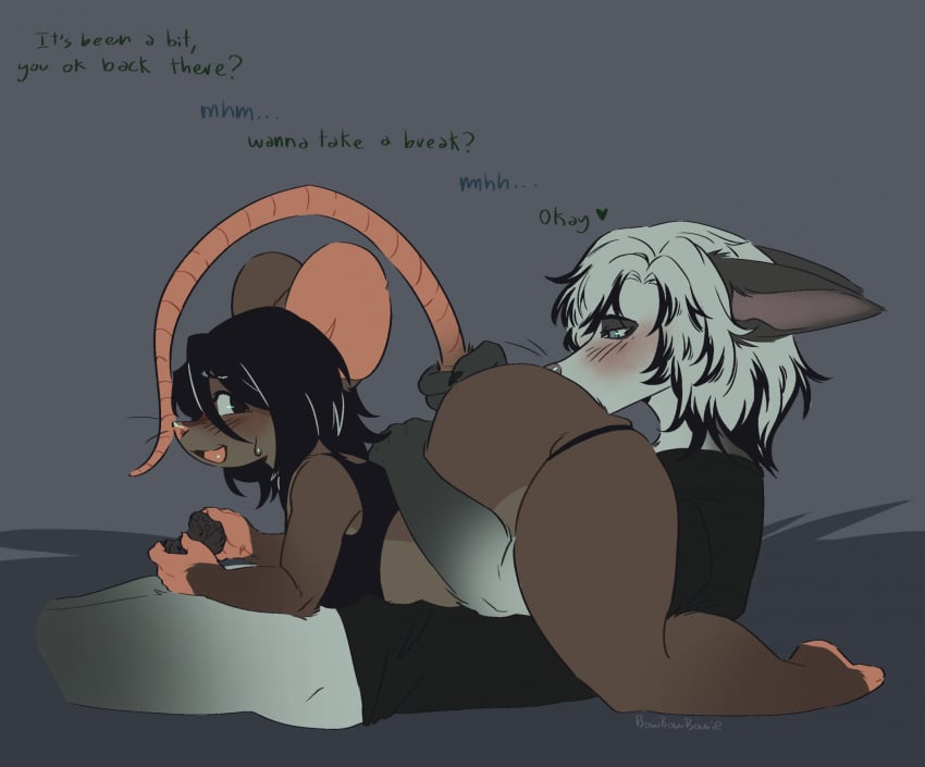 blue_eyes bowbowbowie doodle eating_ass fox furaffinity furry furry_ass furry_ears furry_female furry_male furry_only furry_tail mouse partialnudity rimming text