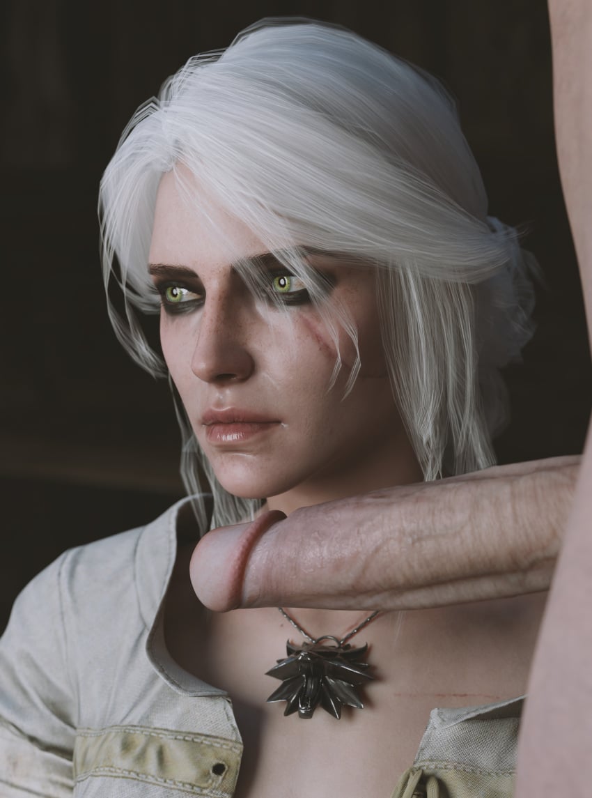 1boy 1girls absurd_res breasts cahir_mawr_dyffryn_aep_ceallach cd_projekt_red ciri ciribestgirl emile_(theviceart) fellatio female green_eyes imminent_oral imminent_sex oral penis penis_out the_witcher_(series) the_witcher_3:_wild_hunt white_hair