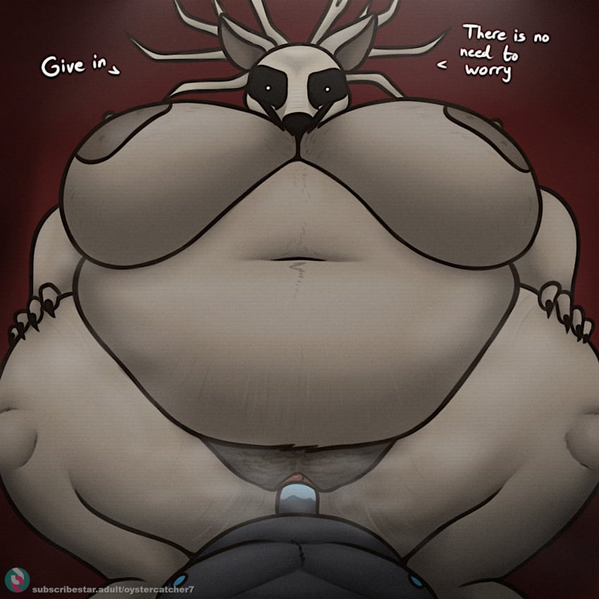 2024 alex_(epic_alex_furry) anthro antlers belly bent_legs big_belly big_breasts black_body black_fur blue_nipples bodily_fluids bone breasts brown_body brown_fur brown_nipples cowgirl_position deer dialogue digital_media_(artwork) duo eeveelution english_text faceless_anthro faceless_character faceless_male female from_front_position fur generation_2_pokemon hand_on_leg hi_res horn huge_breasts huge_thighs looking_at_another looking_at_partner looking_at_viewer male male/female mammal navel nintendo nipples nude_anthro nude_female nude_male obese obese_anthro obese_female on_bottom on_top overweight overweight_anthro overweight_female oystercatcher7 penetration pokemon pokemon_(species) sex shiny_pokemon skull skull_head specimen_8 spooky's_jump_scare_mansion text thick_thighs umbreon vaginal_penetration vaginal_penetration