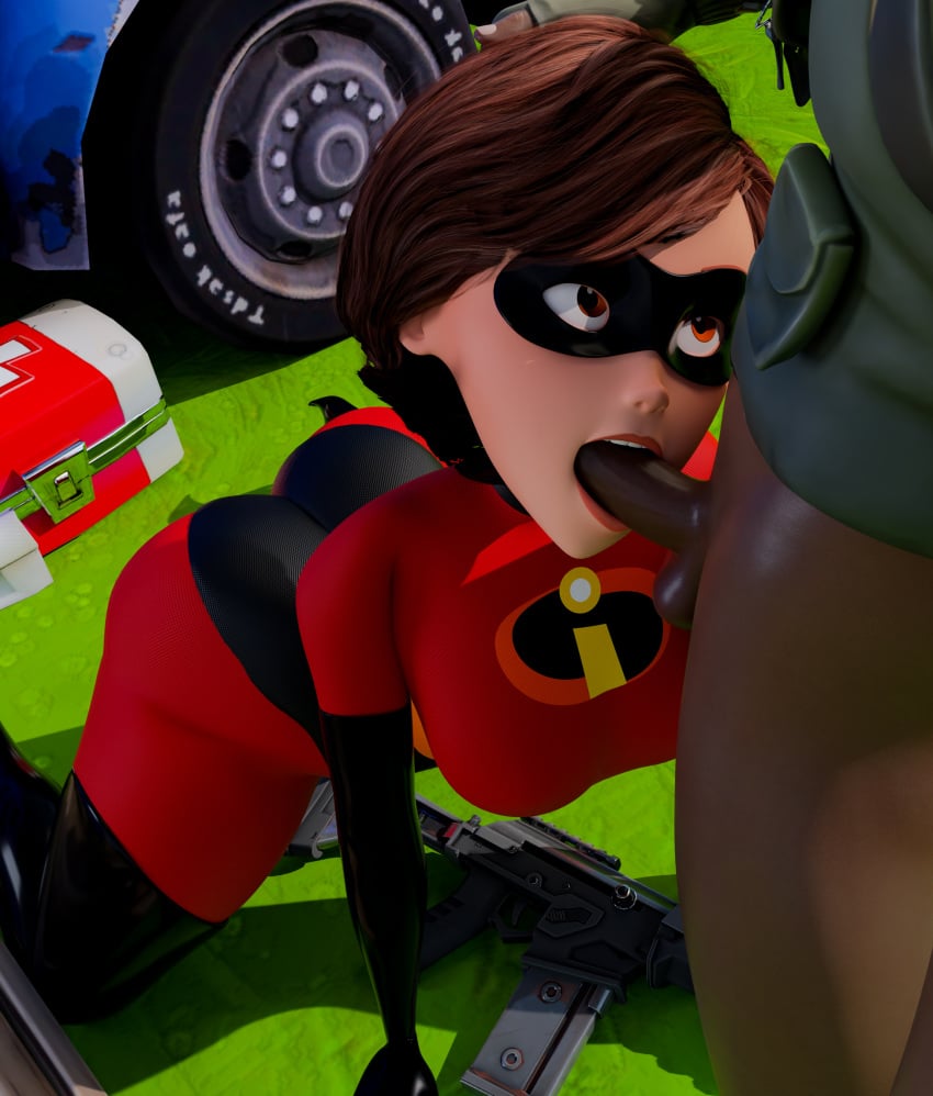 1boy 1female 1girls 3d blender blender_(software) blowjob dark-skinned_male dark_skin disney elastigirl female fortnite fortnite:_battle_royale helen_parr interracial male milf oral oral_sex sex straight the_incredibles xzcrystal3d