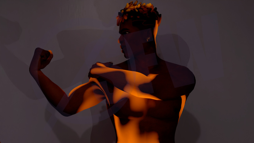 3d black_body flexing flexing_bicep male male_only nullsfw phoenix_(valorant) valorant