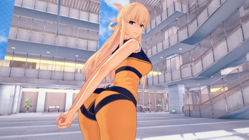 1girls 3d 3d_(artwork) big_ass black_eyes blonde_hair clothed clothed_female clothing dat_ass female_only go!_go!_loser_ranger! hourglass_figure koikatsu ranger_reject sentai_daishikkaku suzukiri_yumeko thick_thighs yellow_hair