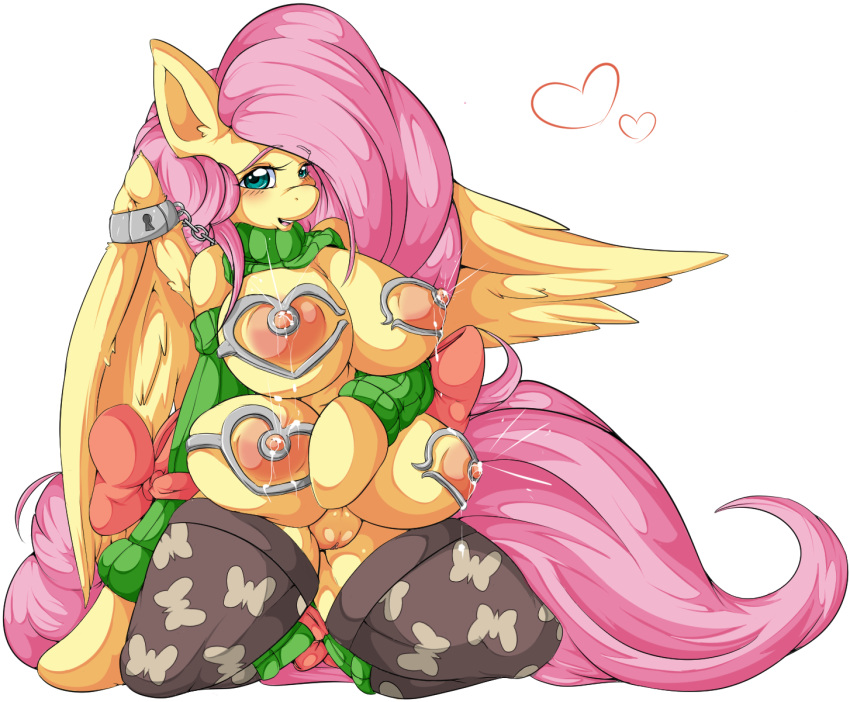 alpha_channel anthro bedroom_eyes big_breasts blush bondage breasts clamps clitoris clothing crotchboobs equine erect_nipples feathers female fluttershy_(mlp) friendship_is_magic fur hair heart hi_res hooves kneeling lactation legwear long_hair looking_at_viewer mammal milk multi_breast my_little_pony nipples open_mouth pasties pegasus pink_hair pussy smile solo stockings suddenhack sweater teal_eyes wings yellow_fur