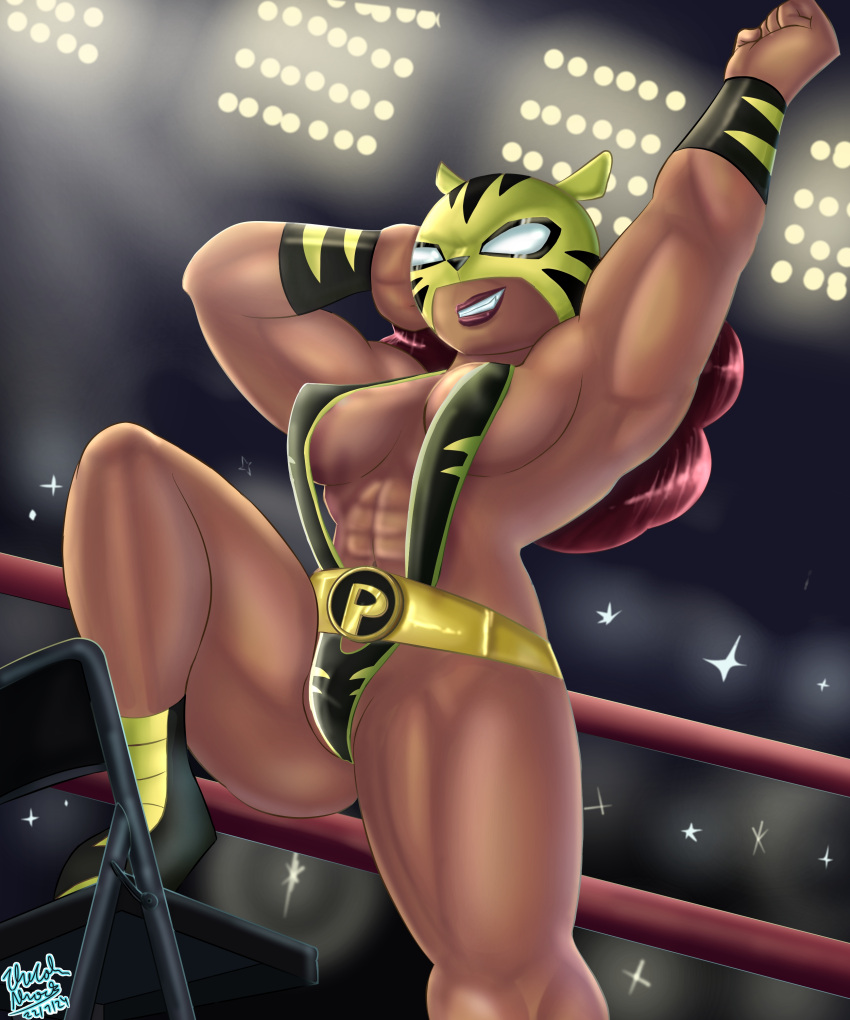 1girls 2024 abs armpit armpits belt cartoon_network dark-skinned_female dc dc_comics female female_only human leotard long_hair long_hair_female masked masked_female muscle_girl muscles muscular muscular_female pantha red_hair red_hair_female solo solo_female solo_focus tagme teen_titans thecalmshock toonami wrestling