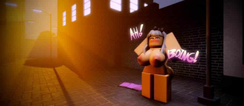 1girls 1woman 3d alley alleyway artist_request blush blush breathing clothing exhibitionism exhibitionist female flashing flashing_breasts flashing_pussy gray_hair in_public lilith_hermlin looking_away myth nude nude_female nudist pale pale-skinned purple purple_eyes relieved roblox roblox_myth robloxian skin source_request the_hermlins