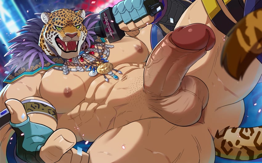 animal_mask balls bandai_namco bara big_balls big_penis erection felid jaguar king_(tekken) male male_nipples male_only manly mask masked mature_male muscular_male nipples nude pantherine penis sollyz sweat sweating tekken wrestler