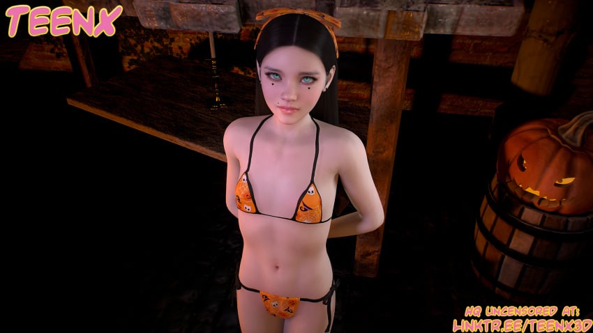 3d accidental_exposure bikini covering_breasts cute daughter exposed_breasts father_and_daughter halloween halloween_costume hands_behind_back incest nipple_bulge nipple_slip nudegirl petite petite_body photorealistic pov puffy_nipples realistic shy small_breasts teenager teenx trick_or_treat tricked tricked_into_exposure tricked_into_sex uncensored young younger_female