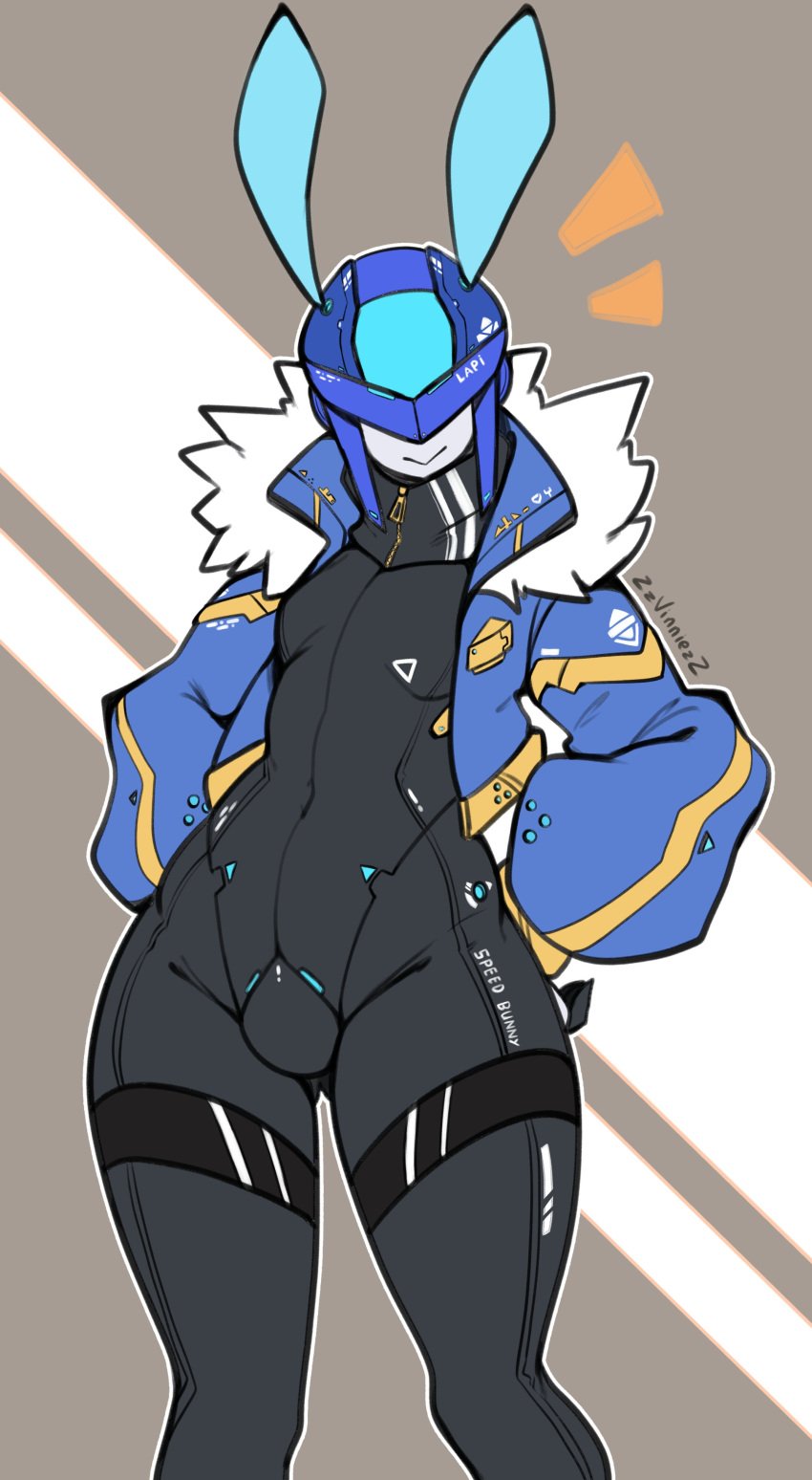 bodysuit bulge bulge_through_clothing cute femboy jacket lapi_(zzvinniez) robot zzvinniezz