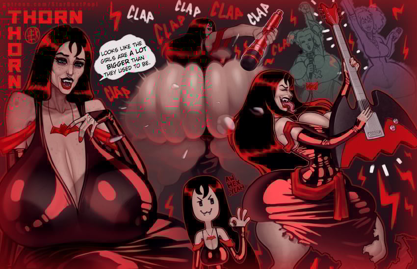 3girls ass ass_clapping background_characters big_ass big_breasts black_hair breasts bubble_butt busty clapping_cheeks cleavage clothing dat_ass dress dusk_(hex_girls) fat_ass female female_focus female_only guitar hex_girls huge_ass huge_breasts ignantastro instrument large_ass large_breasts long_hair luna_(hex_girls) massive_ass massive_breasts microphone panties scooby-doo scooby-doo_and_the_witch's_ghost stardustpapi thick_ass thick_thighs thorn_(hex_girls) thunder_thighs tongue tongue_out twerking wide_hips