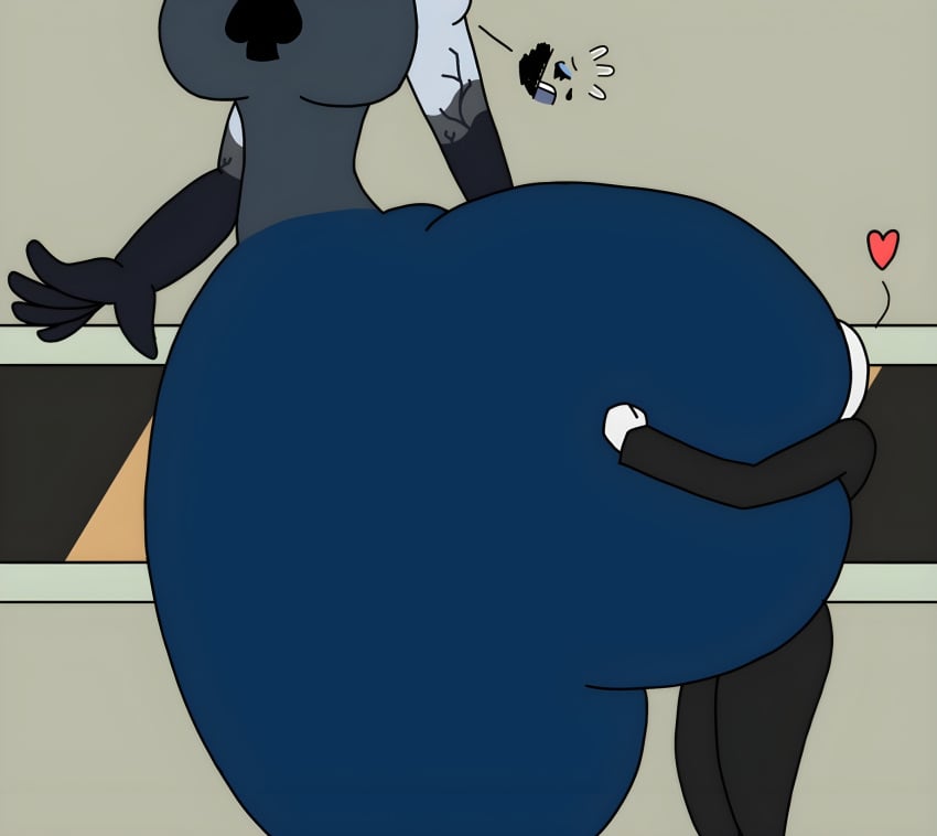 1girl1boy ass ass_focus big_ass big_butt black_clothes black_clothing breasts bubble_ass bubble_butt clothed clothing dat_ass dat_butt dress employee_(lobotomy_corporation) face_in_ass female hand_on_ass heart_symbol huge_ass huge_butt knight_of_despair lobotomy_corporation magical_girl male medium_breasts oomyloops project_moon spade thicc thicc_ass thicc_thighs thick thick_ass thick_butt thick_hips thick_legs thick_thighs