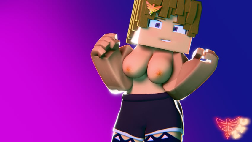 1female 1girls 1woman 3d 3d_render big_breasts black_shorts blender blender3d blender_(software) blender_cycles blue_stockings blue_thighhighs breasts_out brown_hair dolphin_shorts female female female female_focus female_only gradient_background microsoft minecraft mojang nipples nude original_character partly_clothed partly_nude purple_eyes self_upload shorts simple_background stockings sunny_(enigma_zxc) tagme thighhighs woman_focus woman_only