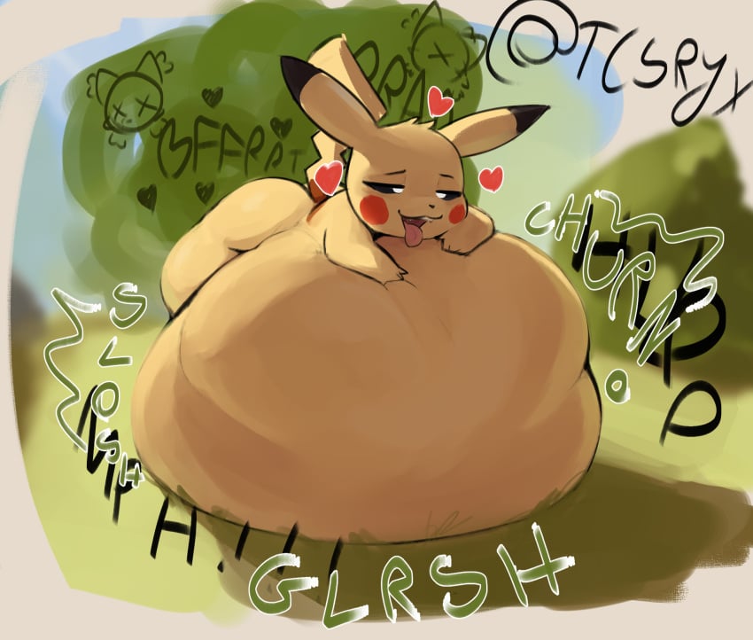 2025 ambiguous_feral ambiguous_gender ambiguous_pred ass belly belly_on_ground belly_squish big_belly big_butt black_ear_tips black_sclera black_text bloated blurred_background bodily_noises calling_for_help cheek_spots cloud cloud_emanata curved_text day digestion digestion_noises digital_media_(artwork) digital_painting_(artwork) dipstick_ears dripping_heart ear_markings emanata english_description english_text eyes_mostly_closed fart fart_cloud fart_fetish feral feral_pred front_view full-length_portrait fully_inside fur generation_1_pokemon glorsh grass green_fart_cloud green_heart green_text hand_on_belly hand_on_own_belly hanging_tongue head_tuft heart_reaction heart_symbol hearts_around_head hi_res huge_belly hyper hyper_belly immobile light lighting lightning_tail looking_well-fed lying lying_on_ground mammal monotone_belly monotone_butt motion_lines mph! muffled multicolored_ears narrowed_eyes nature nature_background nintendo on_front on_ground onomatopoeia open_mouth open_smile outside painting_(artwork) pikachu plant pointy_ears pokemon pokemon_(species) portrait quadruped red_heart resting_on_belly rodent rumbling_stomach satisfied_look shaded shortened_sound_effect shrub signature size_difference skull_in_fart_cloud skull_symbol sky slosh sloshing_belly smaller_feral smaller_pred smile soft_shading soft_vore solo sound_effect_variant sound_effects squish tail tcsrjx text thick_thighs tongue tongue_out tuft twitter_handle two_tone_ears unseen_prey unwilling_prey vore vowelless vowelless_sound_effect vowelless_vocalization white_eyes white_text_outline yellow_arms yellow_belly yellow_body yellow_butt yellow_eyes yellow_face yellow_fur yellow_hands yellow_legs yellow_tail yellow_tuft