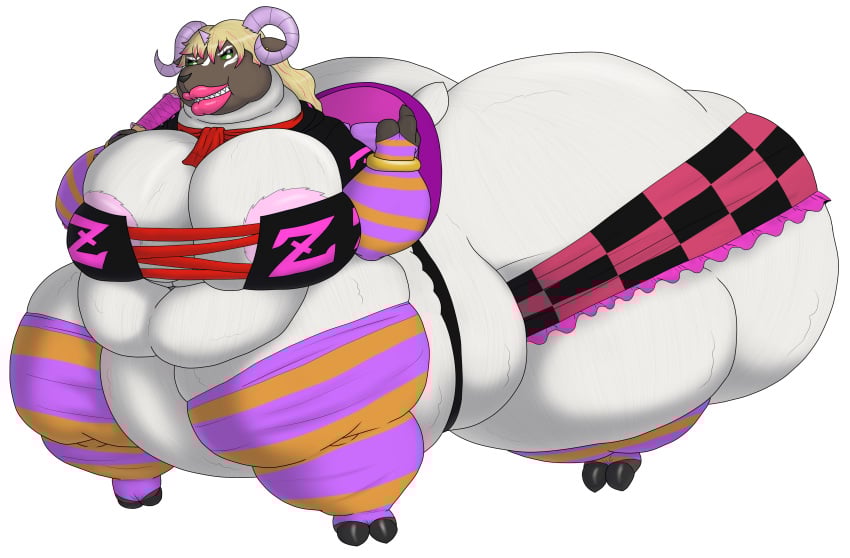 absurd_res alpha_channel alythewolfcat anthro areola areola_slip ascot ass bandai_namco baseball_bat bat_(object) belly big_belly big_breasts big_butt blonde_hair bottomwear breasts clothing digimon digimon_(species) eyeliner female hair hi_res highlights_(coloring) huge_belly huge_breasts huge_butt huge_hips hyper hyper_breasts hyper_butt jacket legwear lips macro makeup miniskirt morbidly_obese obese overweight overweight_female pajiramon pink_highlights pink_lips saddle skirt solo stockings taur thick_lips topwear wide_hips