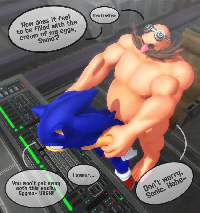 2boys 3d 3d_(artwork) anal anal_sex anthro bald bald_male belly bent_over blue_fur closed_eyes dialogue doggy_style dr._eggman duo eggman enemies enemies_having_sex facial_hair fur furry furry_male gay gay_sex gloves goggles goggles_on_head grabbing_arms hedgehog human human_male human_on_anthro interspecies keyboard laughing light-skinned_male light_skin makioria male male/male mammal mature mature_male moustache nude nude_male open_mouth penis_in_anus rape raped_by_enemy sega sex sonic_(series) sonic_the_hedgehog sonic_the_hedgehog_(series) text text_bubble white_gloves yaoi