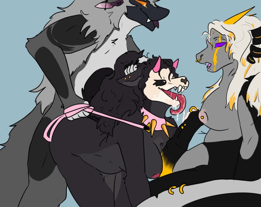 amphibian anthro axolotl axolotl_humanoid axxel_(axxelroze) axxelroze bent_over bodily_fluids breast_piercing collar crossed_legs cum cum_dripping_from_mouth cum_on_face ear_piercing excessive_saliva facial_piercing facial_scar female furgonomics furry-specific_piercing genital_fluids genital_piercing genitals group group_sex gynomorph hair hair_grab heart_eyes heart_symbol hellebore_(mallikathesatanist) hi_res intersex intersex/female ladder_piercing leash leash_pull leashed_collar mal0 male male/female mallikathesatanist marine mole_salamander multiple_piercings muzzle_piercing nose_piercing penis penis_between_breasts penis_piercing piercing prince_albert_piercing pulling_hair salamander saliva scar scp-1471-a scp_foundation sex simple_background skulldog_(species) smug smug_expression smug_eyes smug_face smug_grin tail tail_piercing threesome tongue tongue_out tongue_piercing touching_hair trio zeuclid