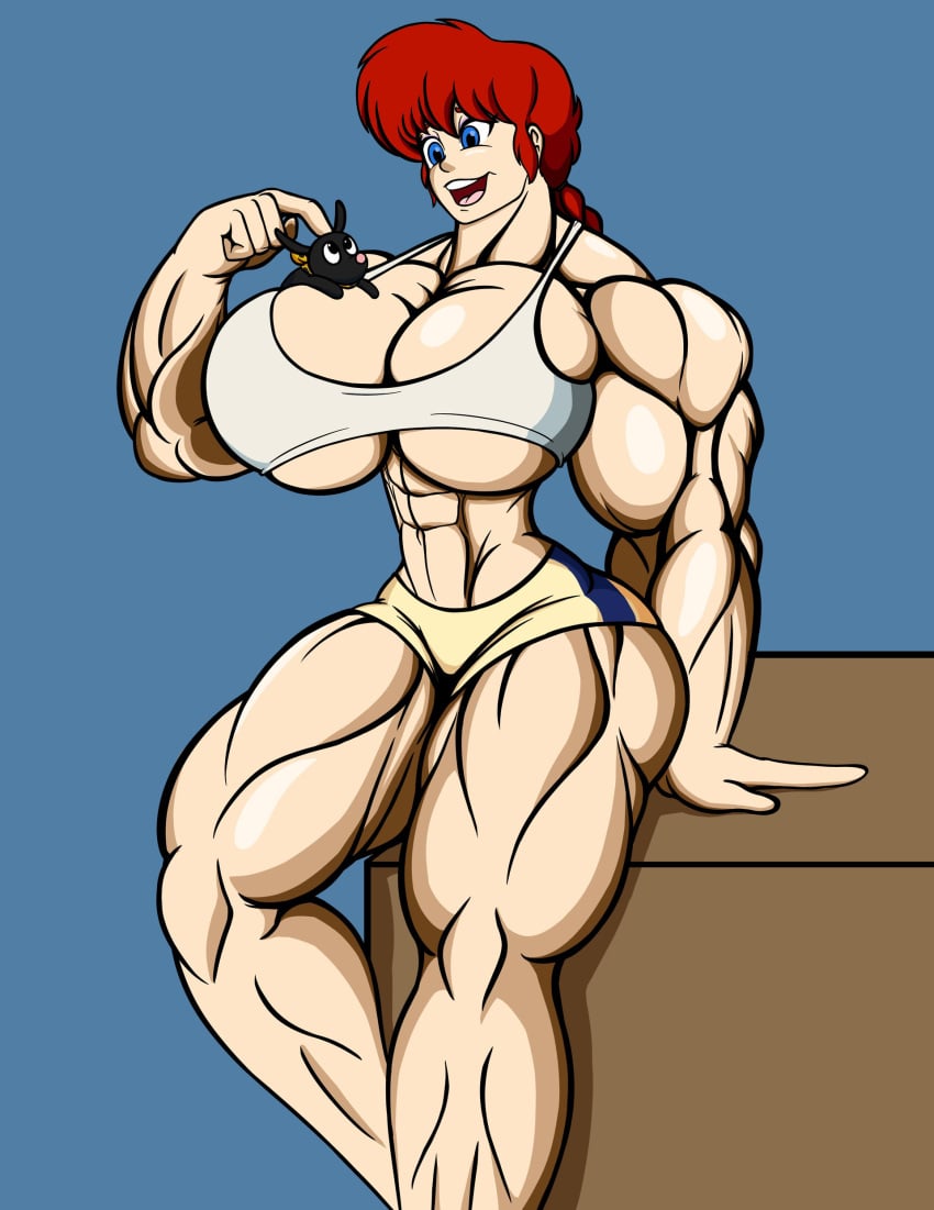 abs biceps breasts buff calves cute deltoids forearms large_breasts muscle_girl muscles muscular_female muscular_thighs quads ranma-chan ranma_1/2 ranma_saotome short_shorts shoulder_muscles taller_female taller_girl thick_legs thick_thighs tomkat96 toned_female toned_legs traps
