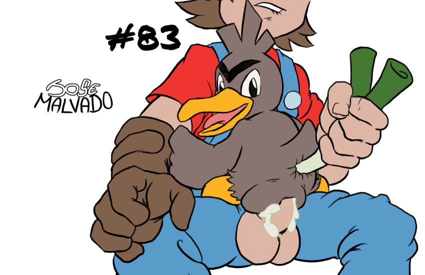 anal anal_insertion anal_sex anus avian balls bird cum cum_in_pussy cum_inside duo farfetch'd female human insertion interspecies josemalvado josemalvado_pokemon_series mammal nintendo penetration penis plain_background pokemon pokephilia pussy pussy_juice vaginal_penetration video_games white_background