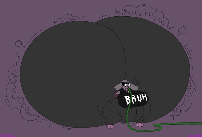 2025 air_inflation alternative_fashion anthro artist_name ass beeblimp big_breasts big_butt big_nipples big_pussy black_bottomwear black_clothing black_highlights black_jeans black_pants black_shirt black_topwear blue_eyes bodily_fluids bottomwear breasts butt_expansion camel_toe clothing color_edit colored creaking denim denim_bottomwear denim_clothing digital_media_(artwork) ear_piercing english_text expansion female flat_colors generation_8_pokemon genitals goth grey_body grey_hair hair hi_res highlights_(coloring) hose hose_in_mouth hose_inflation huge_breasts huge_butt huge_nipples huge_thighs hyper hyper_breasts hyper_butt hyper_genitalia hyper_inflation hyper_pussy hyper_thighs inflation jeans jewelry lagomorph leporid looking_at_butt looking_at_own_butt looking_back looking_back_at_self mammal motion_lines multicolored_body necklace nintendo nipple_outline nipples notched_ear onomatopoeia pants piercing pokemon pokemon_(species) purple_background purple_body purple_nose pussy rabbit raboot reathe rochelle_(reathe) shirt simple_background skull_accessory skull_necklace solo sound_effects sweat sweatdrop swelling text text_on_clothing text_on_shirt text_on_topwear thick_thighs third-party_edit three-quarter_view tight_clothing topwear two_tone_body