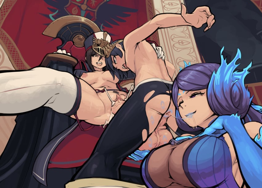 1boy 2025 2girls big_breasts boxman brighid_(xenoblade) cousins creampie cum cum_in_pussy cum_inside cupping_balls hi_res high_resolution highres incest kiss_mark large_breasts legs_spread light-skinned_female light-skinned_male light_skin lipstick lipstick_mark morag_ladair_(xenoblade) niall_ardanach nintendo rimming rimming_during_penetration saliva tagme threesome tongue vaginal_penetration vaginal_sex xenoblade_(series) xenoblade_chronicles_2