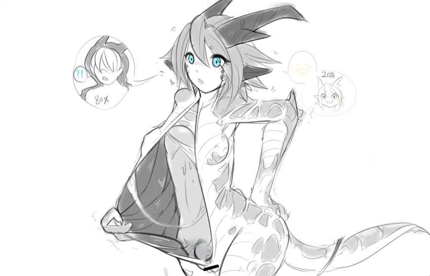14:9 2018 animate_inanimate anthro blue_eyes breasts censor_bar censored chinese_description dripping_pussy duo evil_grin fully_inside futanari genitals hair hand_on_butt hand_on_own_butt herm hi_res horn human human_to_anthro humanoid_genitalia humanoid_penis ineffective_censorship interrobang intersex living_clothing mammal monochrome motion_lines mxl nude penis pictographics pussy scalie shaded simple_background smile species_transformation spot_color spreading standing tail three-quarter_view transformation white_background
