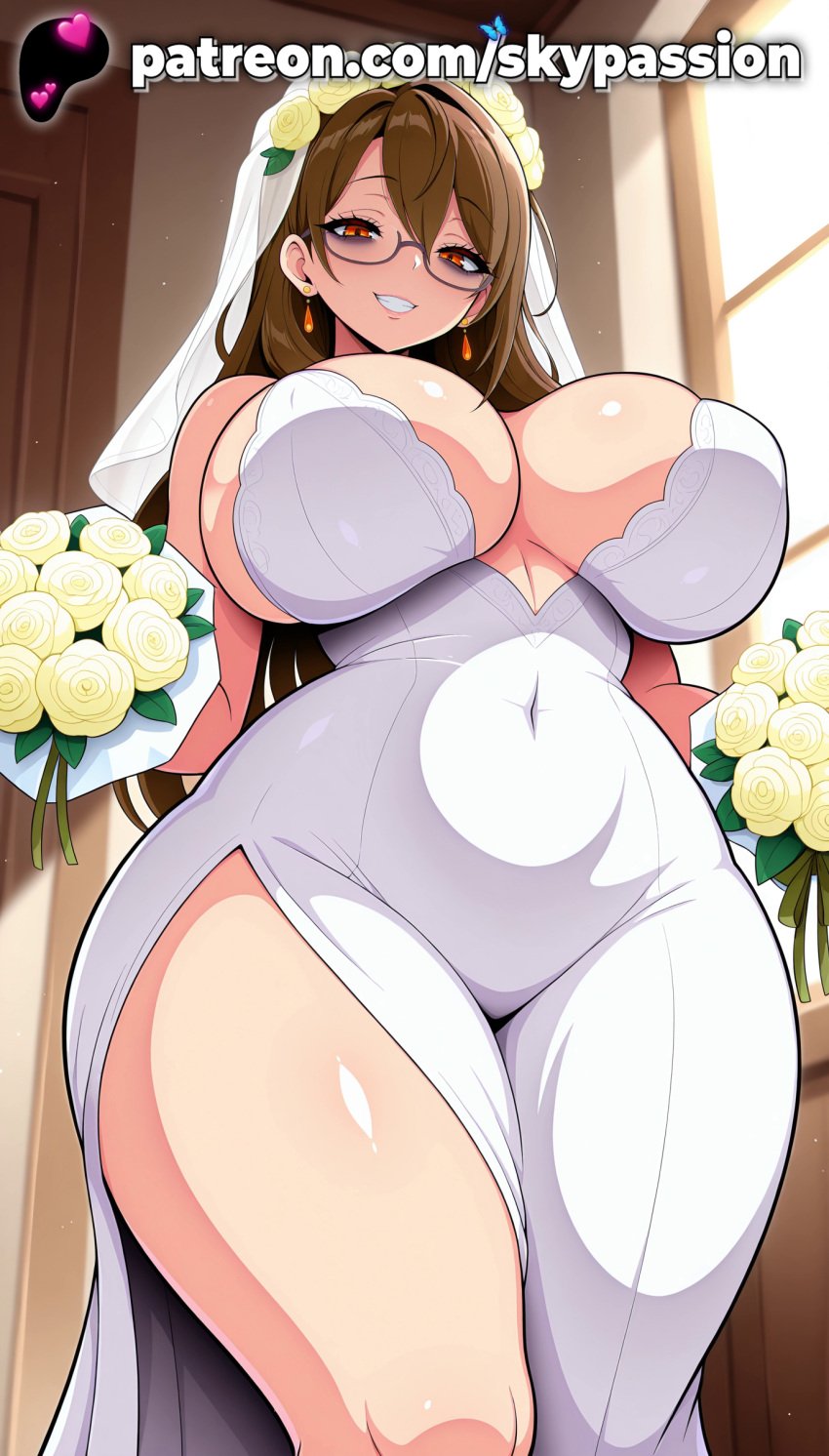 1girls 2025 ai_assisted ai_generated anime artist_name ass bangs big_ass big_butt blush booty bouquet breasts bridal_veil bride brown_hair bubble_ass bubble_butt bust buttocks chest clothed_female cross_earrings curvy_ass curvy_butt dress earrings eyebrows_visible_through_hair female_focus female_only firm_ass flower from_below gloves green_flower hair_between_eyes hair_flower half-closed_eyes hi_res high_quality high_resolution highres holding holding_bouquet indoors jewelry juicy_ass juicy_butt kiryuu_moeka large_ass long_hair looking_at_viewer mole patreon patreon_username perfect_ass plump_ass rose rose_petals round_ass seductive_smile sexy_ass skypassion smile solo stable_diffusion steins;gate strapless_dress thick_thighs thighs tight_ass used_tissue vase veil voluptuous_ass watermark wedding_dress wedding_veil white_flower white_rose window yellow_flower yellow_rose