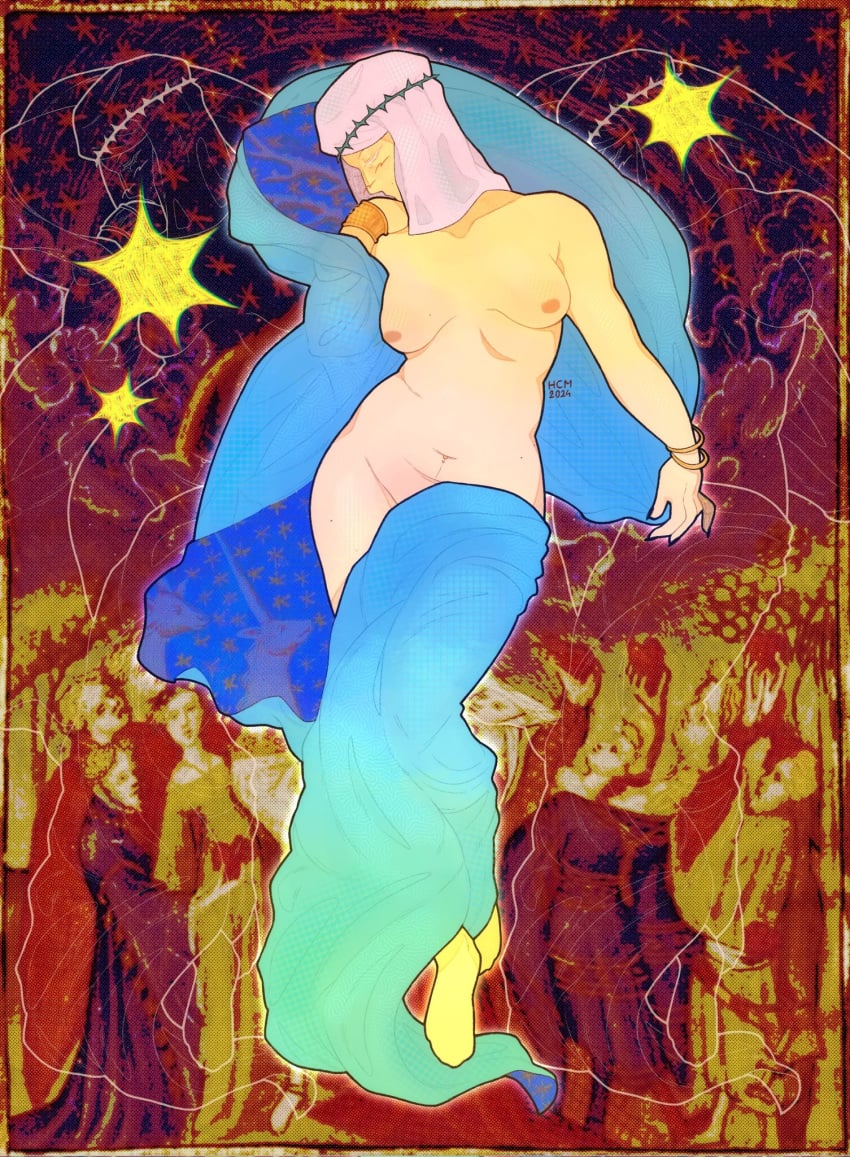 anthiezzz artistic_nude bracelets deity fear_and_hunger female female_only full_body goddess headgear headwear medium_breasts milf mostly_nude nilvan nonsexual_nudity solo topless topless_female veio wide_hips yellow_body yellow_skin
