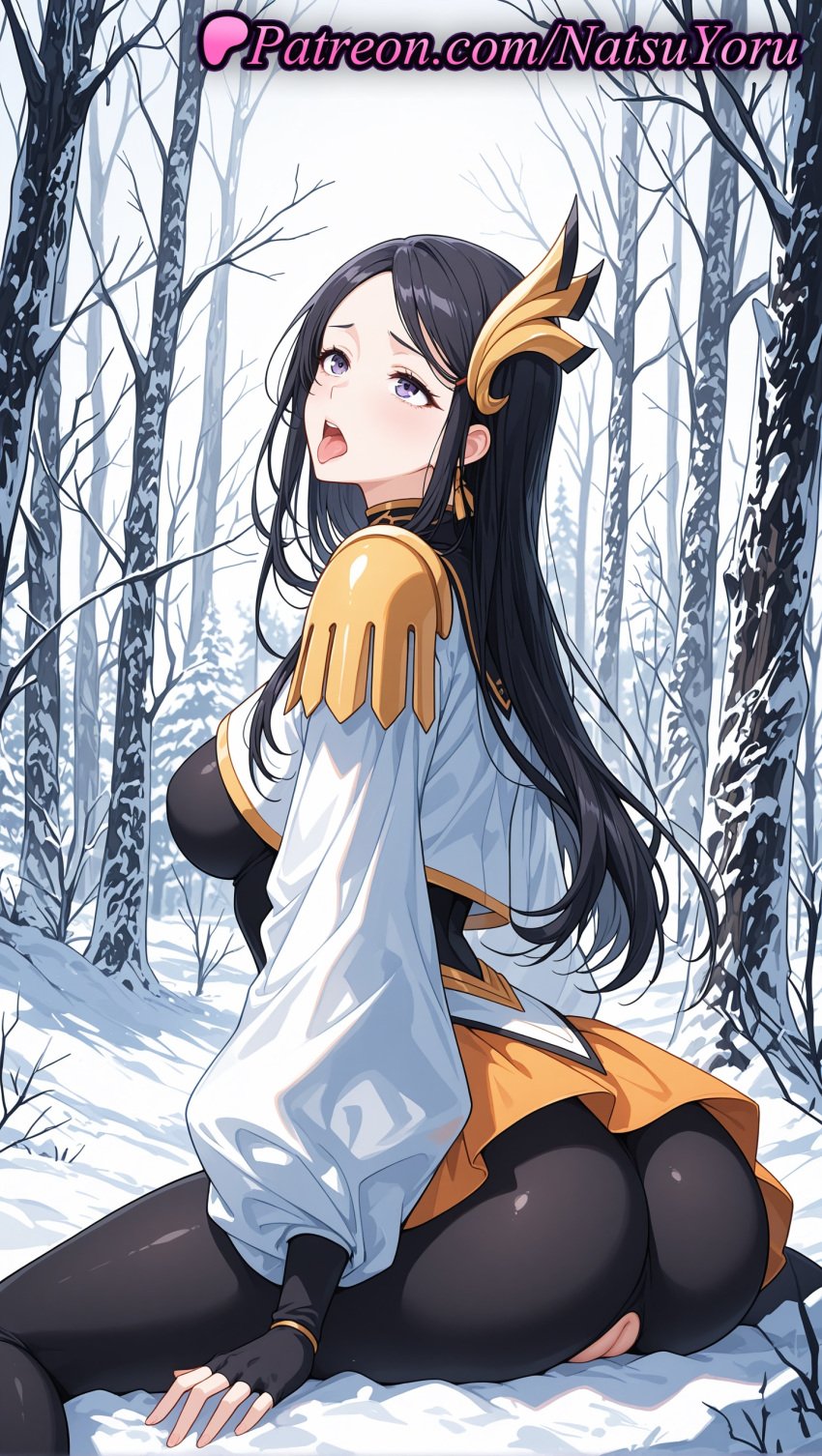 1girls 2025 ai ai_assisted ai_generated anime anime_style ass black_bodysuit black_gloves black_hair breasts earrings female fingerless_gloves forest gloves hair_ornament hentai hi_res high_quality high_resolution highres jewelry large_breasts long_hair long_sleeves natsuyoru nature open_mouth oshiri outdoors pantyhose park_heejin patreon purple_eyes pussy sitting skirt snow solo solo_leveling stable_diffusion tongue tongue_out torn_clothes tree vagina voluptuous voluptuous_female