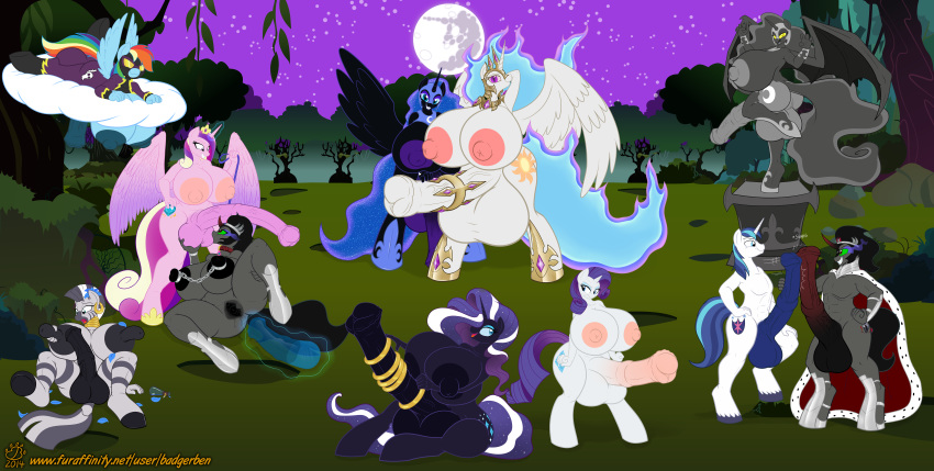 2014 absurdres alicorn animal_genitalia anjuneko anthro anthrofied badgerben ball_sucking balls big_breasts big_nipples big_testicles black_fur black_hair blue_eyes blue_fur blue_hair bodysuit breasts cape cloud cock_ring collar costume cutie_mark dark_persona equine female flight_suit friendship_is_magic frottage full_moon fur furry furry_only futa_on_female futanari gay green_sclera grey_fur group hasbro highres horn horsecock huge_breasts hyper hyper_breasts hyper_penis hyper_testicles intersex king_sombra_(mlp) leash male mammal moon multicolored_hair my_little_pony night nightmare_sun nipple_chain nipple_ring nipples oral pegasus penis pink_fur poison_joke princess_cadance_(mlp) princess_celestia_(mlp) princess_luna_(mlp) purple_hair pussy rainbow_dash_(mlp) rainbow_hair rarity_(mlp) red_eyes rule_63 sculpture sex shadowbolts_(mlp) shining_armor_(mlp) spread_legs spreading statue straight_hair sucking testicles text two_tone_hair unicorn white_fur wings zebra zecora_(mlp)