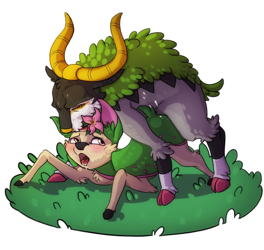 deerling duo female feral feral_on_feral flora_fauna gogoat male nintendo plant pokemon pokemon_bw pokemon_xy ponni sex straight tongue video_games