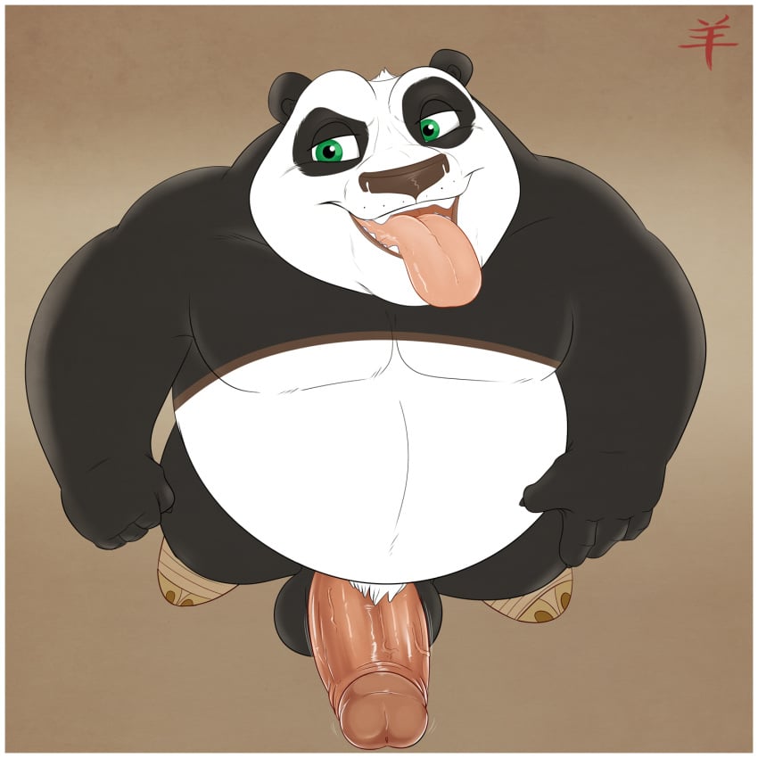 2014 aaron_(artist) anthro balls bear dreamworks erection kung_fu_panda kung_fu_panda_(movie) kung_fu_panda_2 male male_only mammal master_po_ping nude overweight panda paramount_pictures penis po po_xiao_ping smile solo