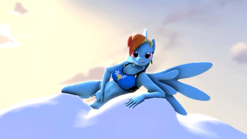 2014 3d animated anthro big_breasts bottomless breasts cleavage clothed clothing equine female friendship_is_magic furry half-dressed high_heels mammal masturbation my_little_pony navel pegasus rainbow_dash_(mlp) solo source_filmmaker straight_hair swedishsnus wings