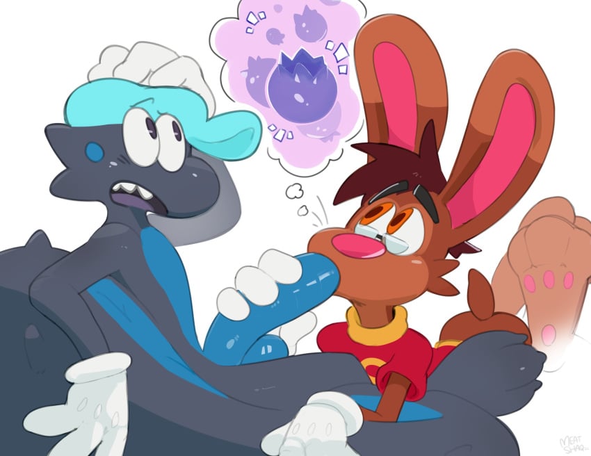 anthro anthro_on_anthro anthro_penetrated anthro_penetrating anthro_penetrating_anthro balls big_feet big_penis brown_body brown_fur clothing duo eyewear feet fellatio fur genitals glasses gloves handwear hi_res humanoid_genitalia humanoid_penis interspecies kobold kobold_shaq_(meatshaq) lagomorph leporid long_ears male male/male male_penetrated male_penetrating male_penetrating_male mammal meatshaq mostly_nude_male oral penetration penile penis rabbit red_nose roderick_(tamerkoh) scalie sex shaq_(meatshaq) short_tail tail toon_kobold_shaq_(meatshaq) toony wearing_hat