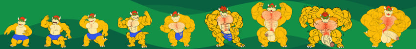 abs anthro armpit_hair balls biceps big_balls big_muscles big_penis blue_clothing blue_underwear body_hair bowser bulge clothing collaboration digital_media_(artwork) erection feet flexing flexing_bicep foreskin genitals growing growth hair horn huge_balls huge_cock huge_muscles humanoid_genitalia humanoid_penis hyper hyper_balls hyper_genitalia hyper_muscles hyper_penis icewolf koopa long_image looking_at_viewer male male_only mario_(series) muscle_growth muscular muscular_anthro muscular_male muscular_thighs nintendo nude open_mouth pecs penis pose pubes raised_arm red_hair red_pubes ripped-saurian scalie simple_background solo tail teeth torn_clothing torn_underwear transformation underwear vein veiny_muscles veiny_penis wide_image