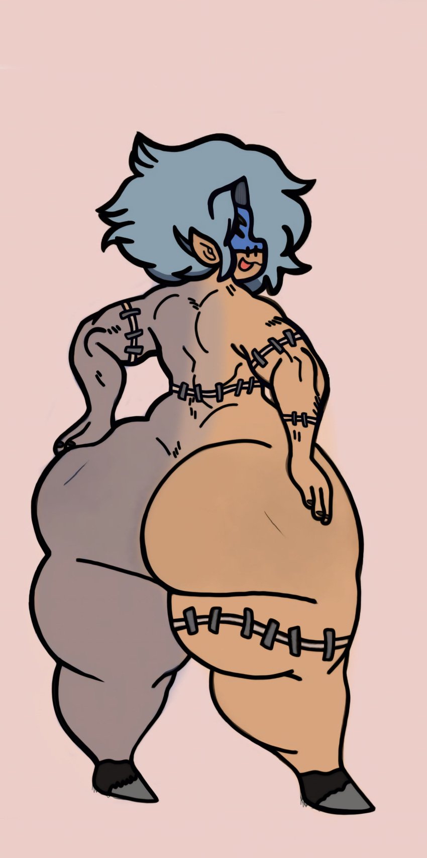 1boy 2024 anonymous_onryo ass back big_ass big_butt blue_skin boner collect_(anonymous_onryo) curvaceous curvy curvy_body curvy_figure curvy_hips curvy_male cute draw_over elf elf_ears elf_male femboy feminine_body feminine_male girly hands_on_ass hoof huge_ass huge_butt huge_thighs light_blue_hair presenting presenting_ass seductive seductive_look seductive_smile stitches tagme taking_clothes_off thick thick_thighs villain voluptuous_male wide_hips wide_thighs yellow_skin