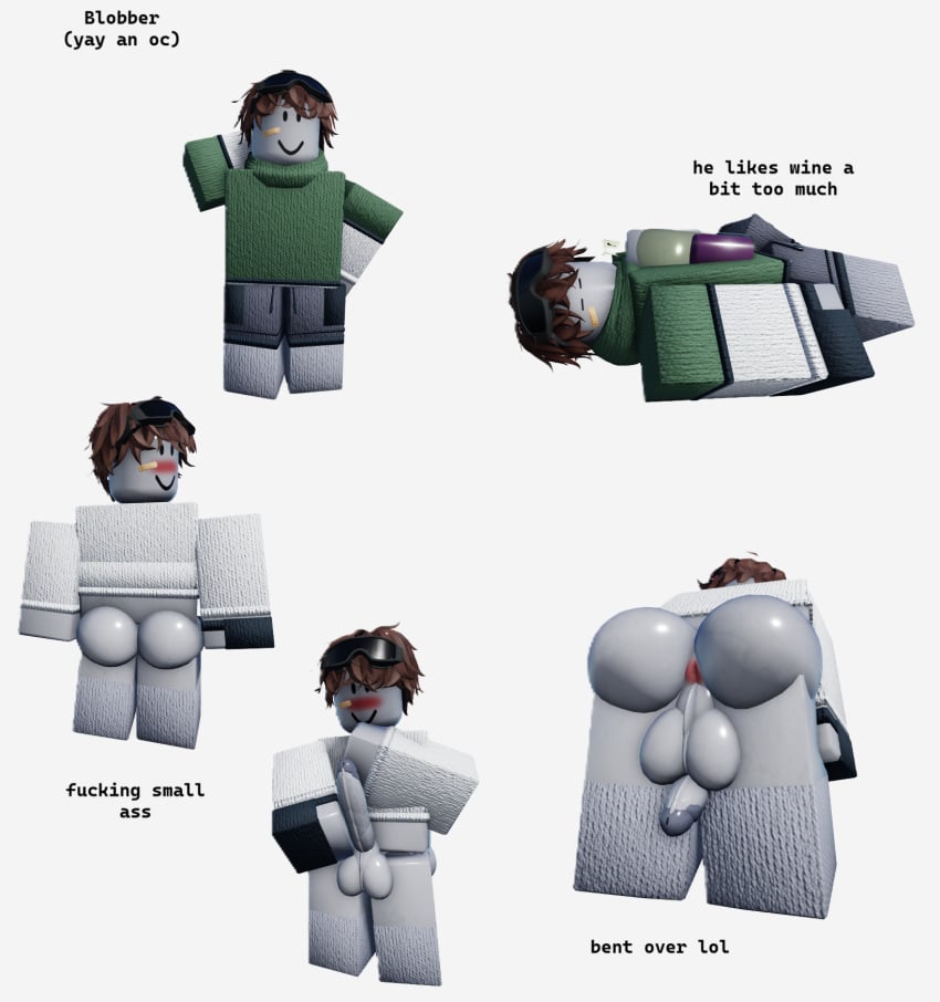 ass asshole balls ballsack bent_over blobber_(oc) dick dick_between_thighs dummy_(roblox) male male_only oc original original_character roblox roblox_avatar robloxian sleeping small_ass socks socks_on wine wine_bottle