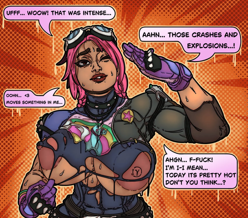 areola_slip areolae athletic_female big_areola big_breasts breasts breasts_out brite_bomber brite_raider dialogue fanart female female_only fortnite fortnite:_battle_royale huge_breasts kyrios_art looking_at_viewer moaning mostly_clothed mostly_clothed_female muscular one_eye_closed pov ripped_clothing shy solo_female sweat tagme video_games