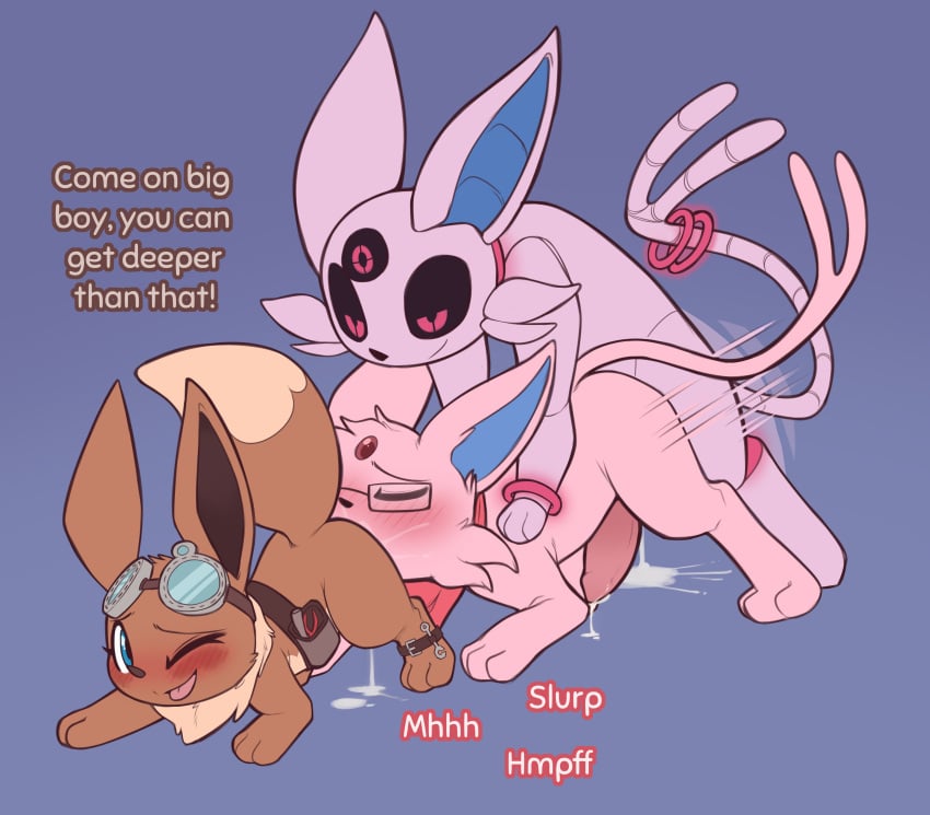 2_tails 3_eyes absurd_res accessory anal ankle_ring anklet aska_(paradox_espeon) bisexual blush bodily_fluids cheek_tuft closed_eyes cum cum_in_ass cum_in_pussy cum_inside cunnilingus darkie_(espeon) eevee eeveelution espeon eva_the_eevee eyewear eyewear_on_head facial_tuft felching female female_feral female_supporting_yaoi feral feral_on_feral feral_only feral_penetrated feral_penetrating forehead_gem furgonomics gem genital_fluids genitals glasses glowing_ring goggles goggles_on_head group group_sex hi_res humping jewelry licking_cum_from_pussy machine male male/female male/male male_feral multi_eye multi_tail nintendo one_eye_closed oral paradox_pokemon penetration penis pokémon_(species) pokemon pokemon_(species) porldraws raised_tail ring robot robot_dog sex tail tail_accessory tail_jewelry tail_ring threesome tool_belt trio tuft vaginal_penetration