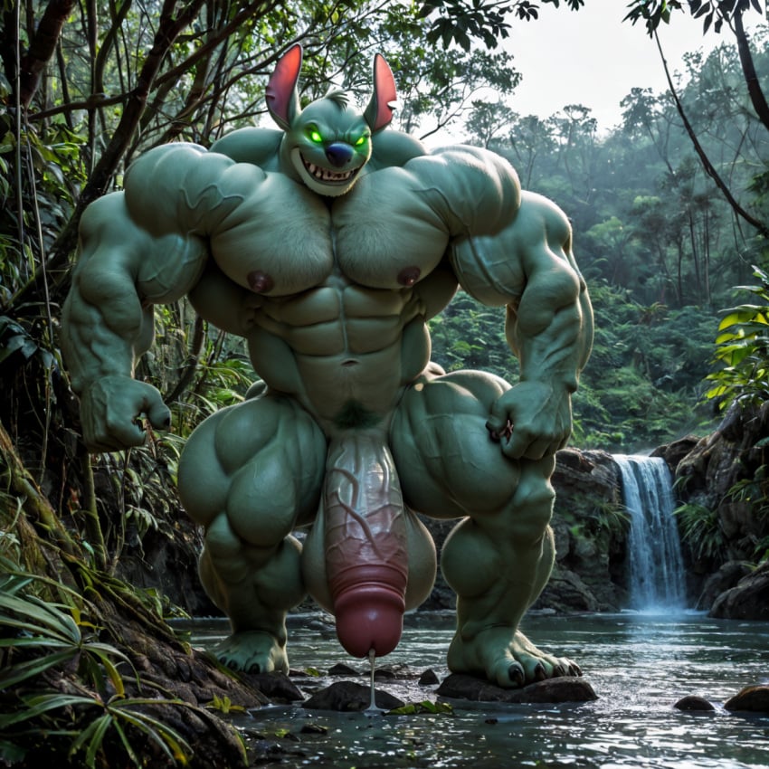 ai_generated alpha_male angry beefy blue_nose claws daddy disney flaccid furry giant glowing_eyes green_body green_eyes green_skin horny huge_balls huge_cock hulked_out hyper hyper_balls hyper_muscles hyper_penis jungle lilo_and_stitch male_only manly muscular precum pubes pubic_hair realistic river sharp_claws sharp_teeth solo stable_diffusion stitch stitch_(lilo_and_stitch) tall tough_guy veins waterfall