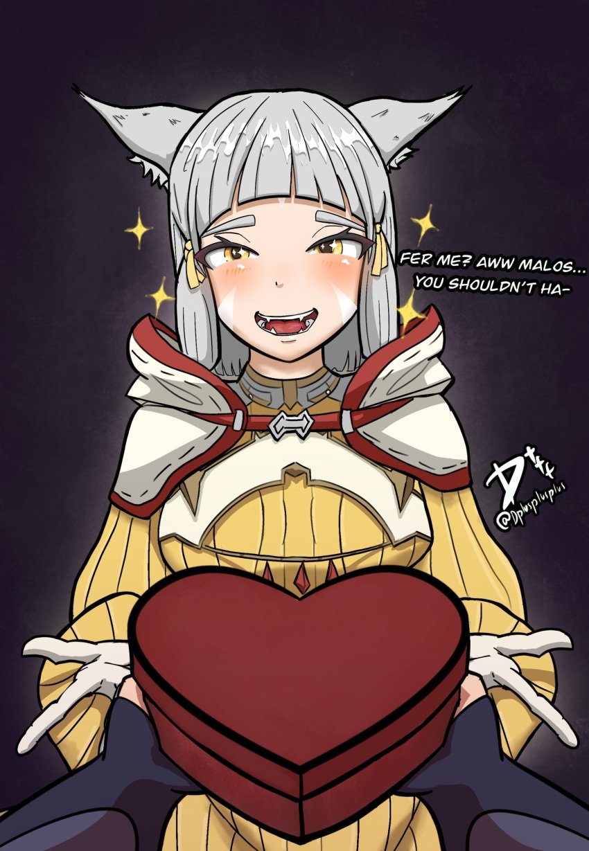 cat_ears dplusplusplus gift grey_hair looking_at_viewer malos_(xenoblade) nia smile smiling_at_viewer xenoblade_(series) xenoblade_chronicles_2