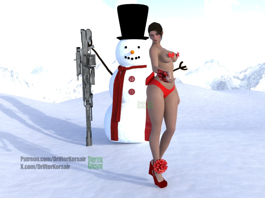 , 3d_(artwork) breasts breasts breasts_out christmas first_decendant hailey_(the_first_descendant) snowman the_first_descendant xmas