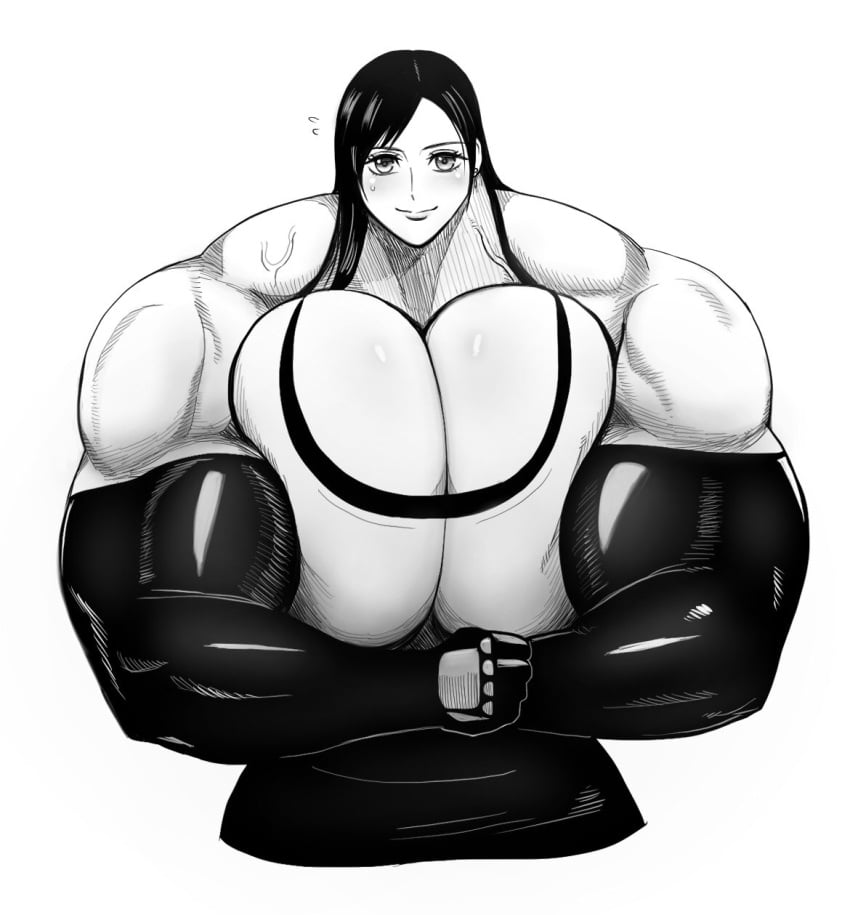 1girls beefy black_and_white extreme_muscles final_fantasy final_fantasy_vii human hyper hyper_muscles large_biceps light-skinned_female light_skin muscle_focus muscle_girl muscular_female nikutsuki square_enix tifa_lockhart upper_body