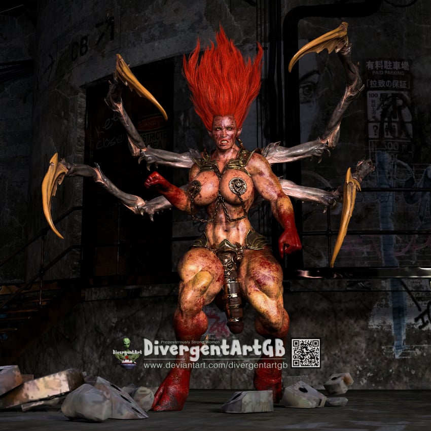 3d andariel blizzard_entertainment blood chastity chastity_cage cock_cage demon demon_girl demoness diablo divergentartgb futanari hooves huge_cock monster monster_girl muscular muscular_futanari penis red_hair solo solo_futa