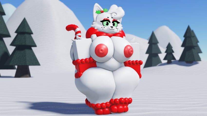 1girls 3d anthro caffinatedbuns feline junipurr large_breasts roblox robloxian tagme thick_thighs video_games white_fur