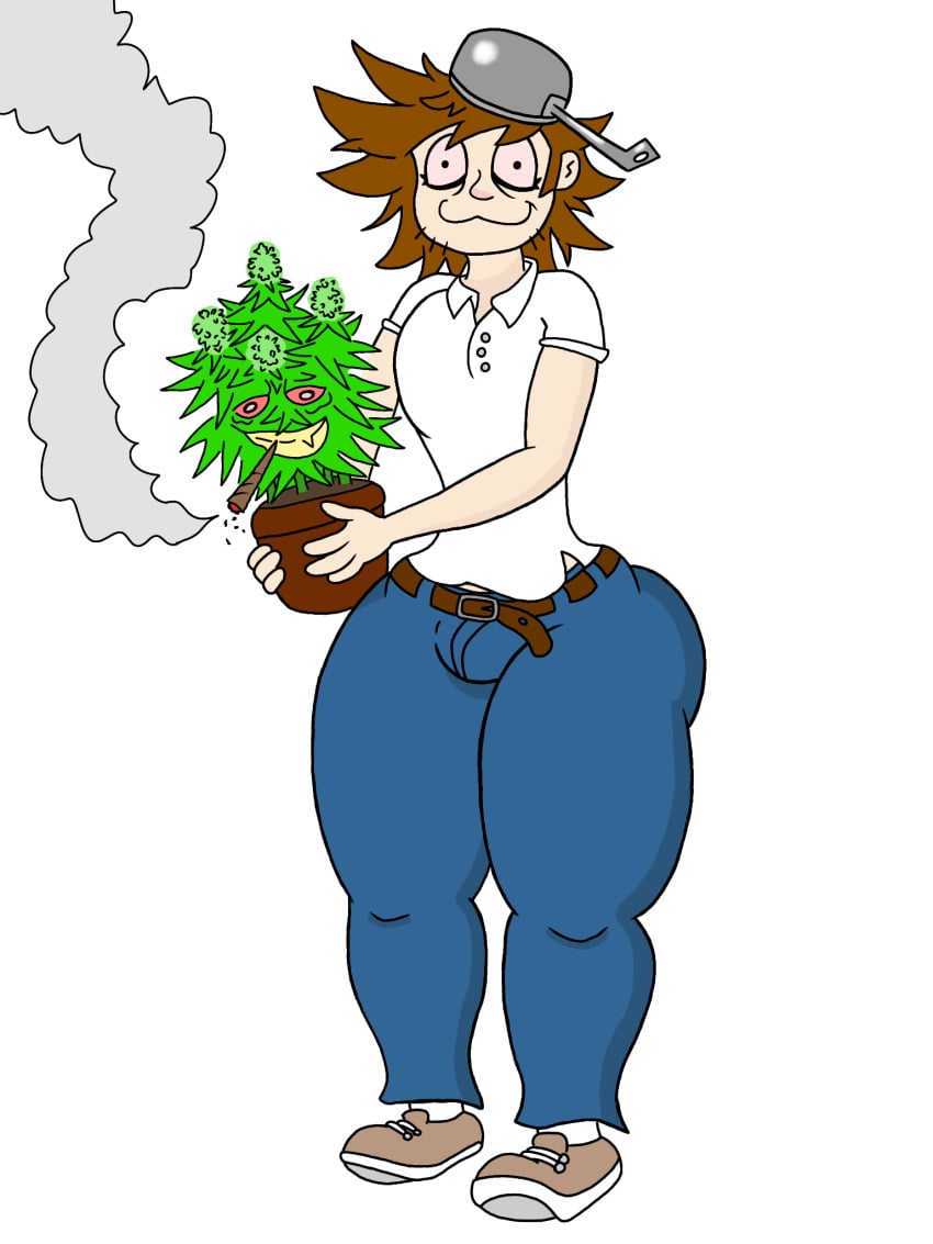 1boy big_ass big_thighs bulge crazy_dave_(pvz) femboy male male_only plants_vs_zombies