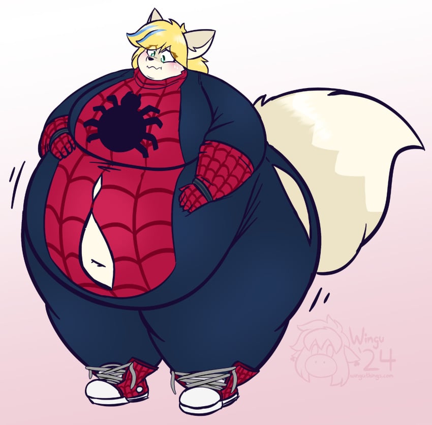 bbw big_breasts breasts female furry huge_breasts overweight spider-man_(cosplay) tagme thick_thighs wide_hips wolforb2000